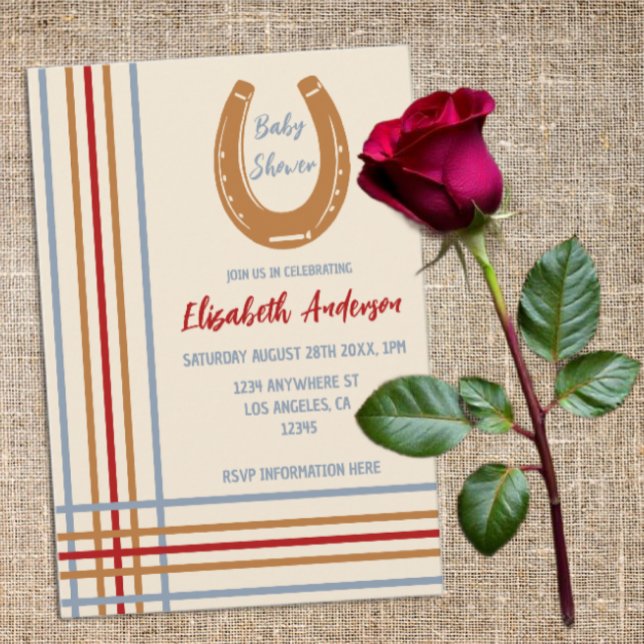 Invitation Baby shower rustique Western Horseshoe (Créateur téléchargé)