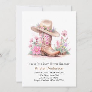 Invitation Baby shower rustique Wild West Cowgirl
