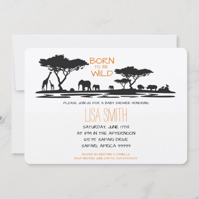 Invitation Baby shower Safari (Devant)