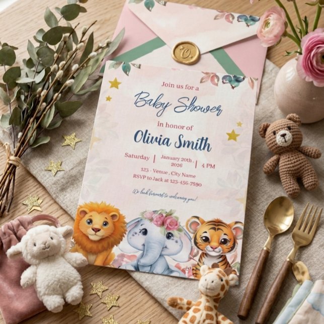 Invitation Baby Shower Safari (Créateur téléchargé)