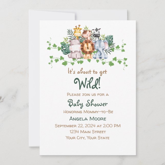 Invitation Baby shower Safari (Devant)