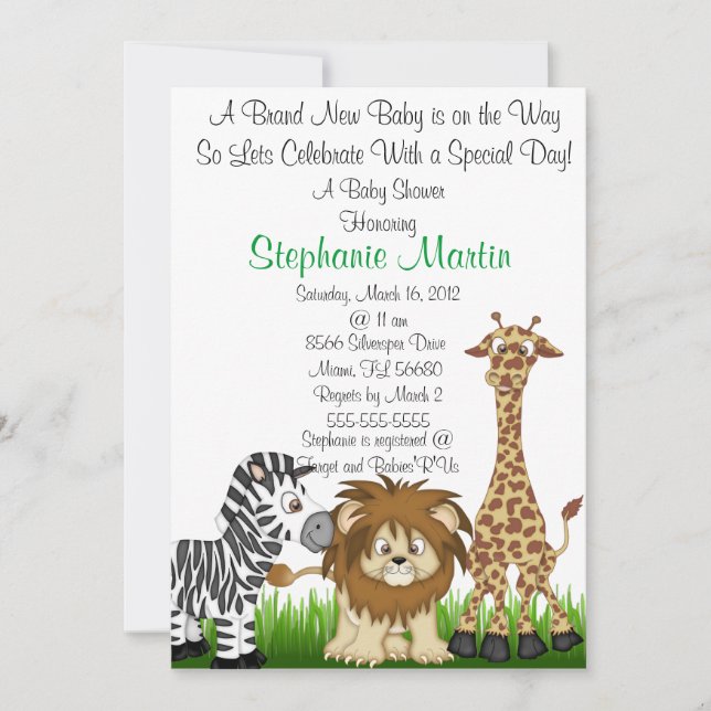 Invitation Baby shower Safari (Devant)