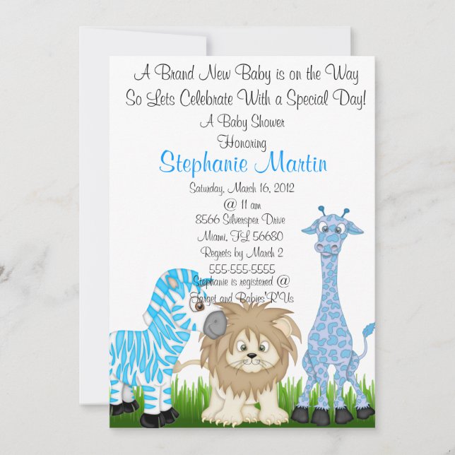 Invitation Baby shower Safari (Devant)