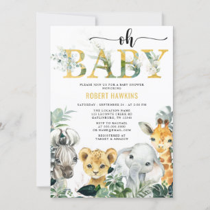 Invitation Baby shower Safari animal de la jungle tropicale I