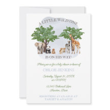Invitation Baby shower Safari animal sauvage