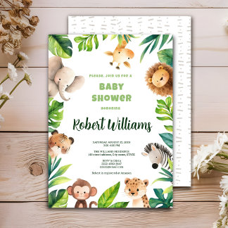 Invitation Baby shower Safari animal watercolor