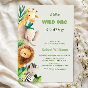 Invitation Baby shower Safari animal watercolor