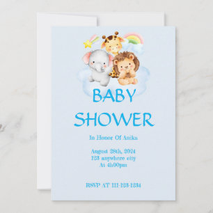 INVITATION BABY SHOWER SAFARI ANIMAUX