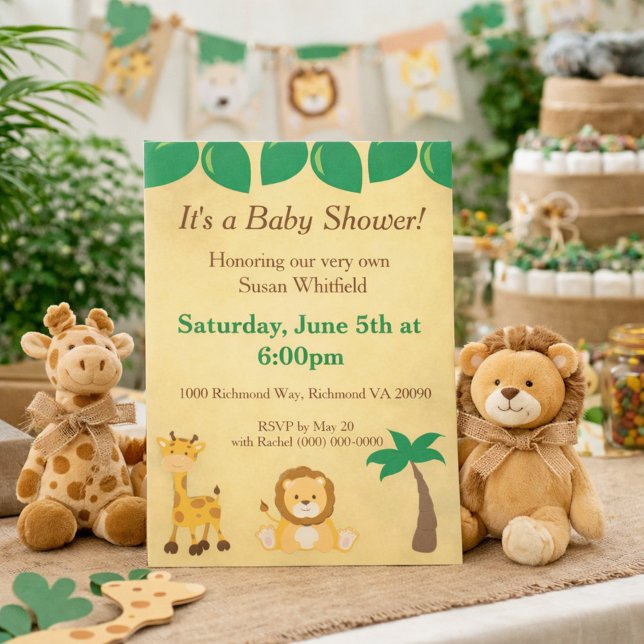 Invitation Baby shower Safari Animaux (Créateur téléchargé)