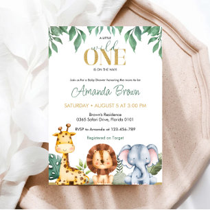 Invitation Baby shower Safari Animaux