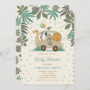 Invitation Baby shower Safari Animaux neutres selon le genre