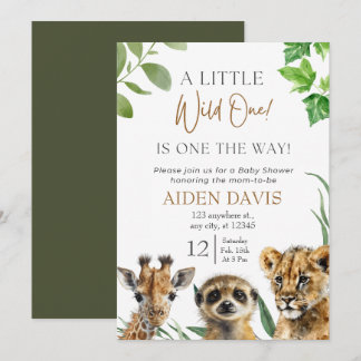 Invitation Baby shower Safari Baby Animals