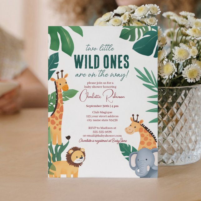 Invitation Baby shower Safari bébé Twins (Créateur téléchargé)