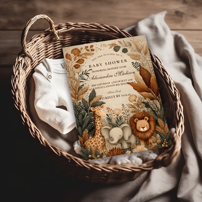 Invitation Baby Shower Safari Boho (Créateur téléchargé)