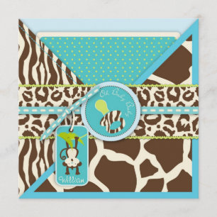 Invitation Baby shower Safari de Boy Monkey Jungle