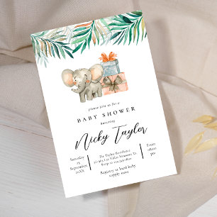 Invitation Baby shower Safari de jote Elephant Woodland