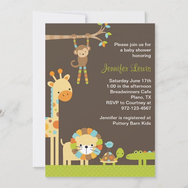 Invitation Baby shower Safari de Mod Jungle (Devant)