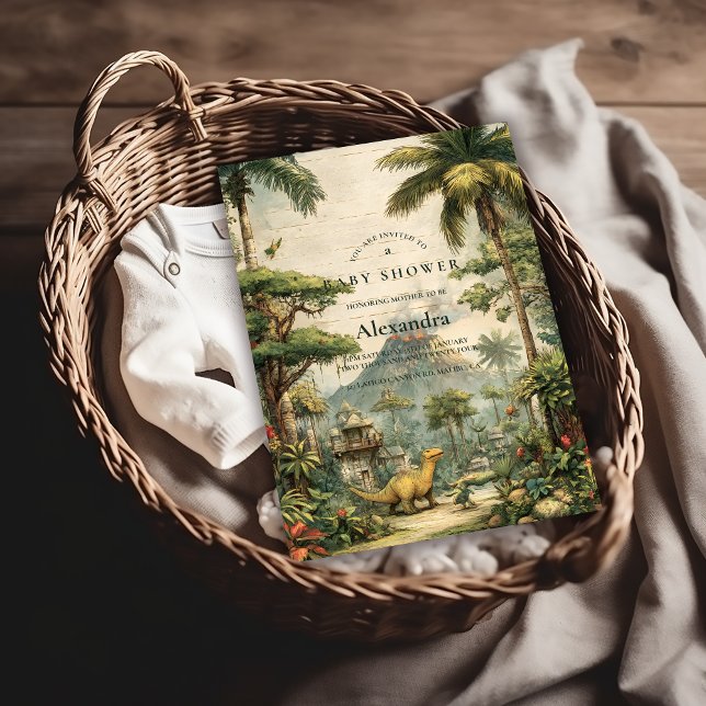 Invitation Baby Shower Safari Dino (Créateur téléchargé)