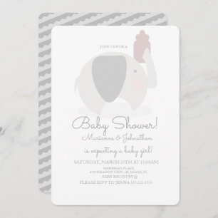 Invitation Baby shower Safari éléphant gris simple