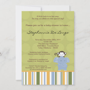 Invitation Baby shower Safari Friends 5x7