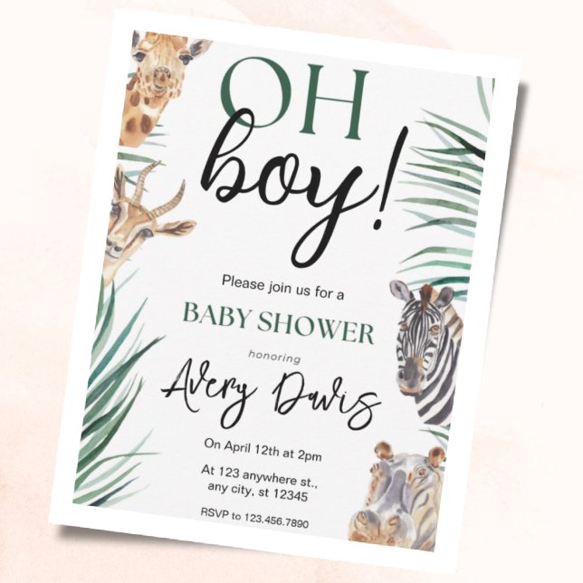 Invitation Baby Shower Safari Garçon Thème Jungle (Créateur téléchargé)
