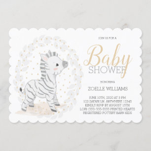 Invitation Baby Shower Safari Genre Neutre Zèbre
