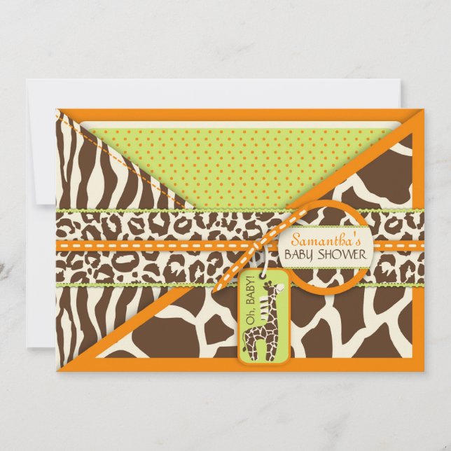 Invitation Baby shower Safari Giraffe (Devant)