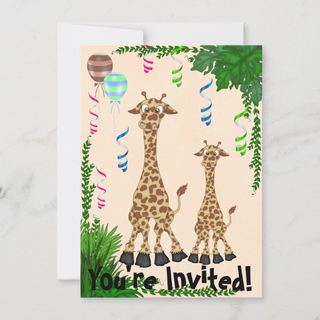 Invitation Baby shower Safari Giraffe (Devant)