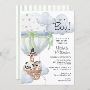 Invitation Baby shower Safari Hot Air Balloon