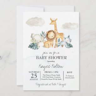 Invitation Baby shower Safari Invitation, Jungle Vintage