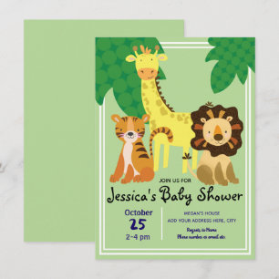 Invitation Baby shower Safari Jungle Animaux