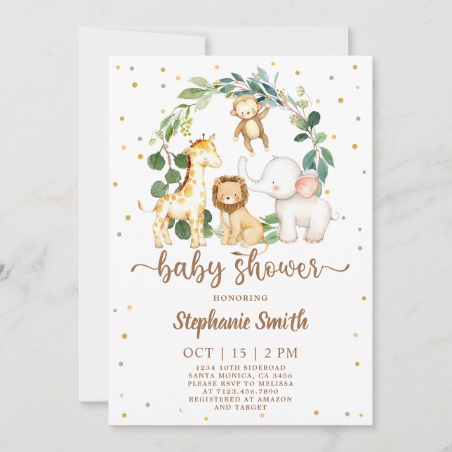 Invitation Baby shower Safari Jungle Boy (Devant)
