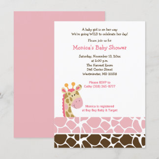 Invitation Baby shower Safari Jungle de Girafe Ros