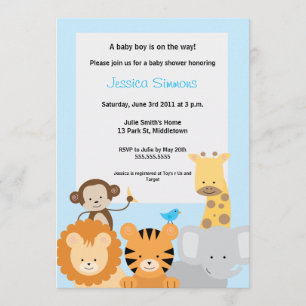 Invitation Baby shower Safari Jungle - Garçon