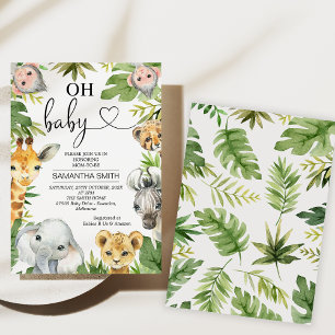 Invitation Baby shower Safari nature Animaux
