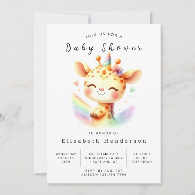 Invitation Baby shower Safari Online Giraffe (Devant)