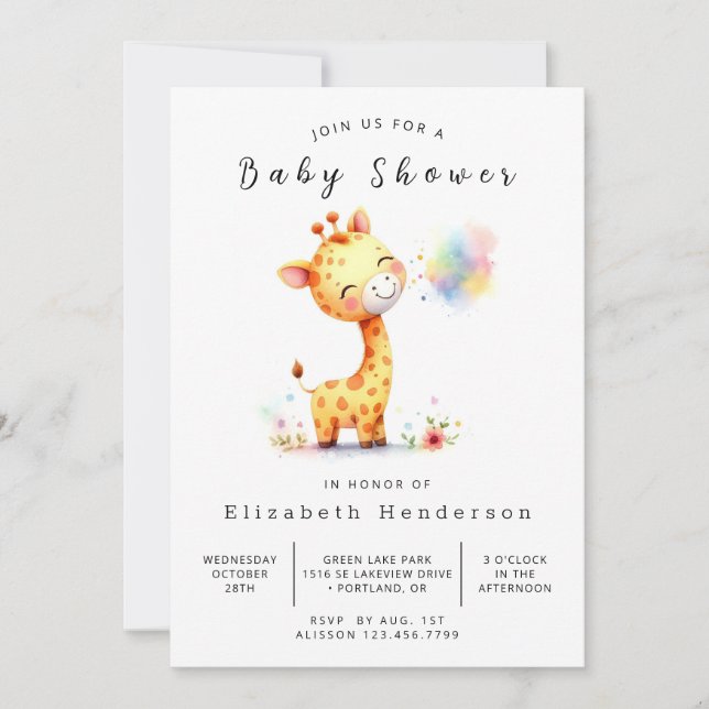Invitation Baby shower Safari Online Giraffe (Devant)
