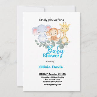 Invitation Baby shower Safari personnalisée