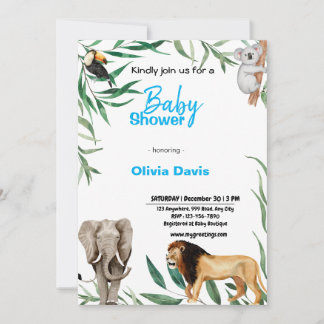 Invitation Baby shower Safari personnalisée