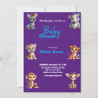 Invitation Baby shower Safari personnalisée