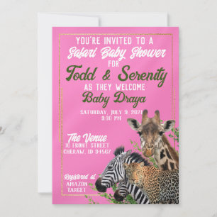 Invitation Baby shower Safari rose