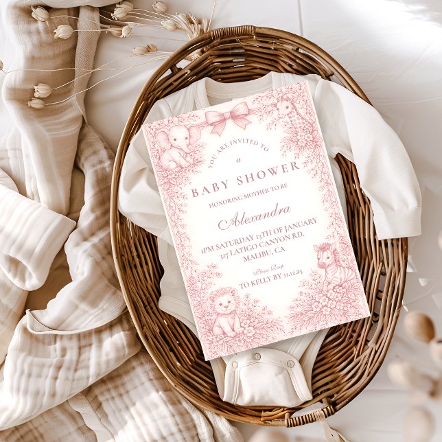 Invitation Baby Shower Safari Toile (Créateur téléchargé)