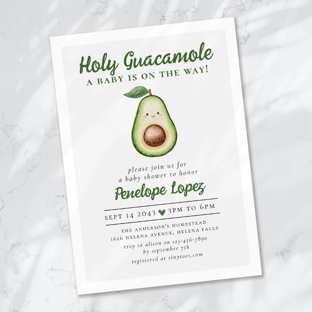 Invitation Baby shower Saint-Guacamole Cute Avocado (Créateur téléchargé)