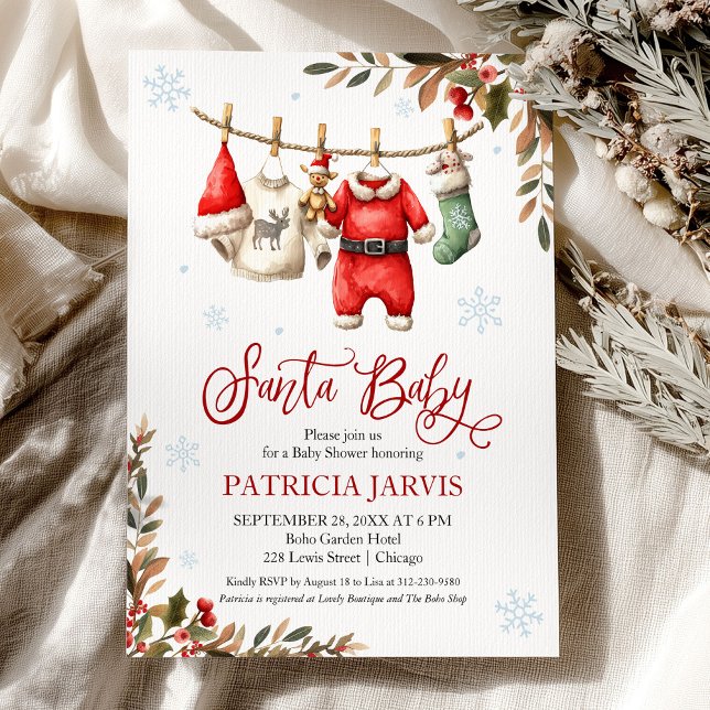Invitation Baby Shower "Santa Bébé" (Créateur téléchargé)