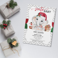 Baby shower Santa éléphant de fête mignon chevron