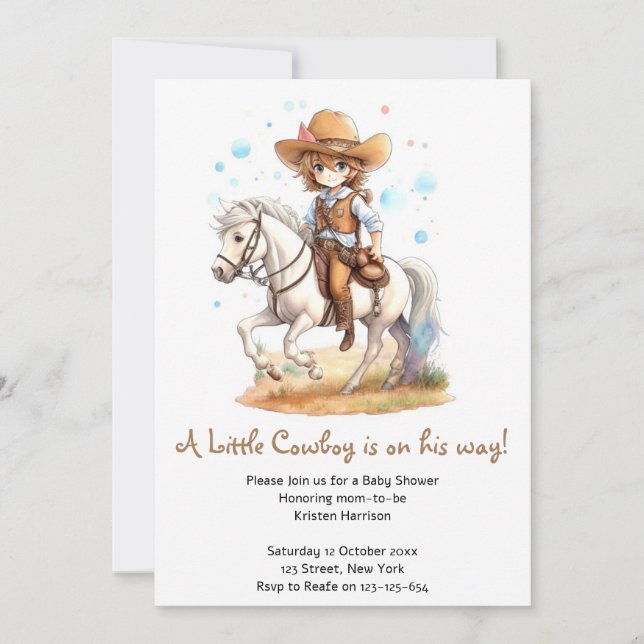 Invitation Baby shower sauvage de l'Ouest inspiré par Cowboy (Devant)