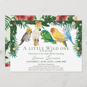 Invitation Baby shower sauvage de perroquets exotiques