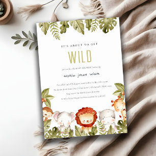 Invitation Baby shower sauvage de Safari Tropical Animaux