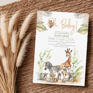 Invitation Baby shower sauvage Safari Jungle Baby Animaux