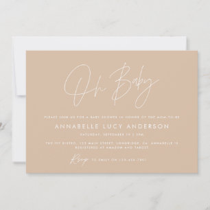 Invitation Baby shower script moderne beige boho photo